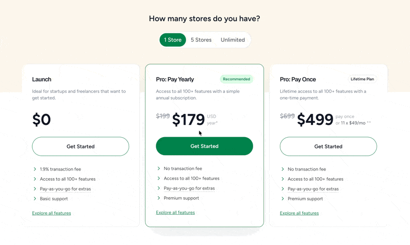 Pricing Start selling online with SureCart2025