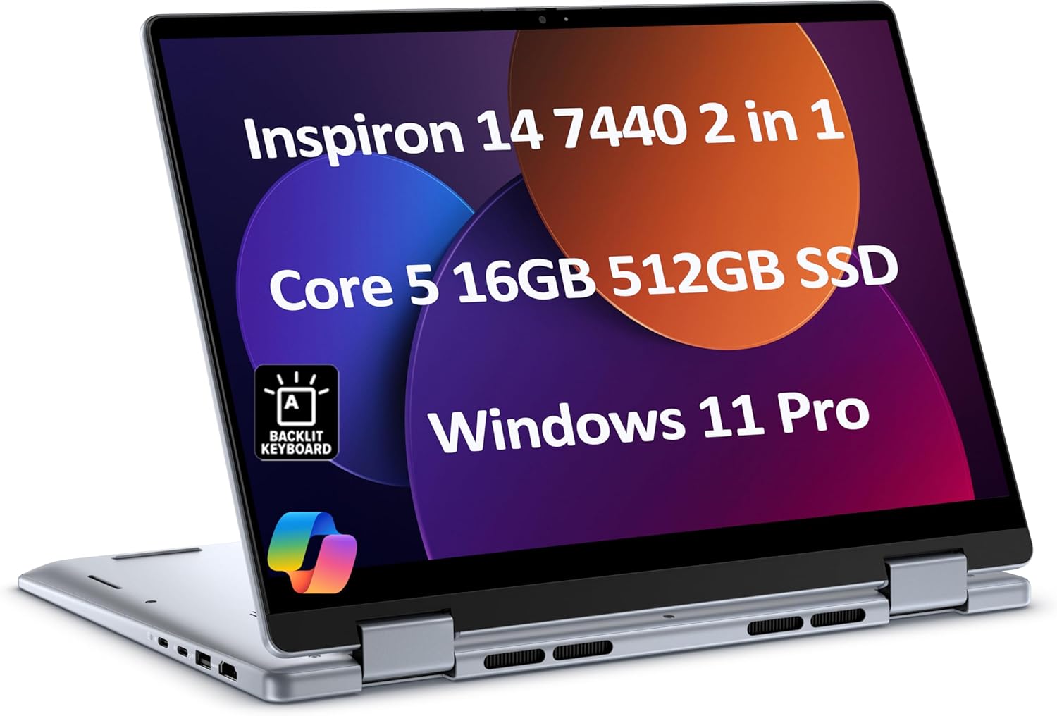 Dell Inspiron 14 7440 2-in-1 Laptop (14' FHD+ Touchscreen, Intel Core 5 120U ( i7-1355U), 16GB DDR5, 512GB SSD), for Creator, Designer, 10-Hr Long Battery Life, Backlit, Win 11 Pro w/ AI Copilot 16GB|512GB SSD
