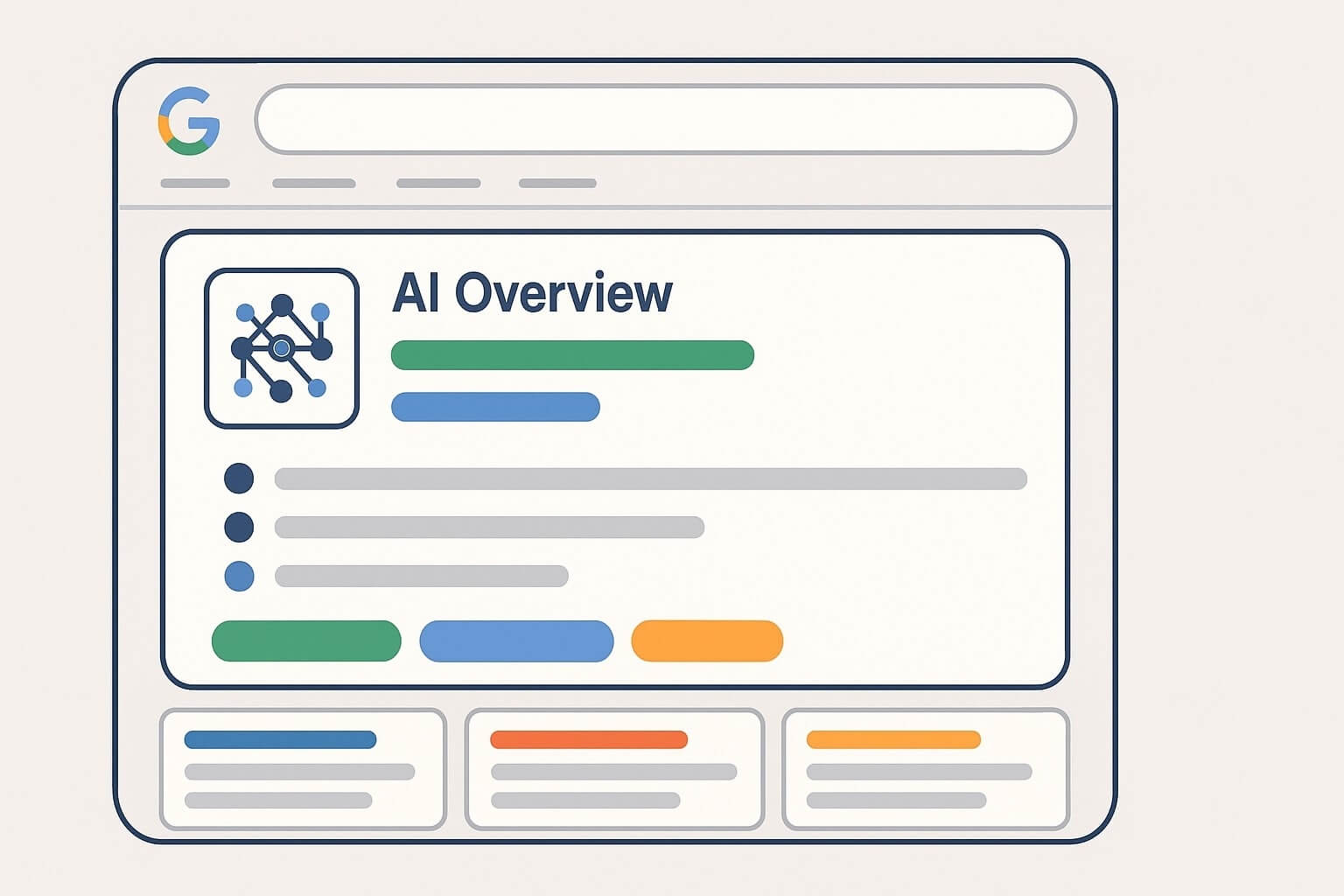 Illustration of AI overview webpage design.