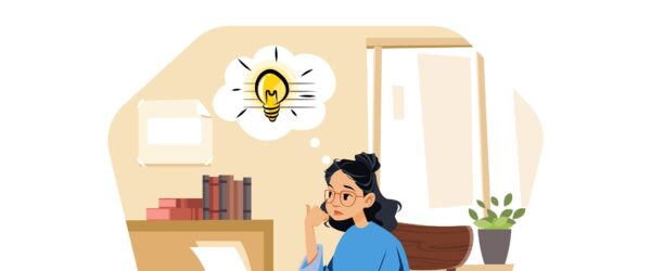 Person brainstorming blog post ideas.