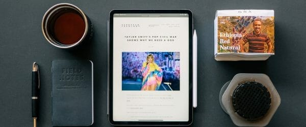 tablet near a notebook