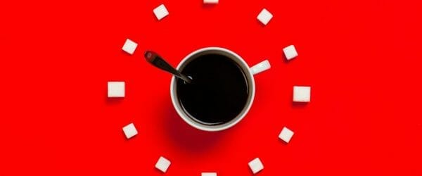 white mug on red background