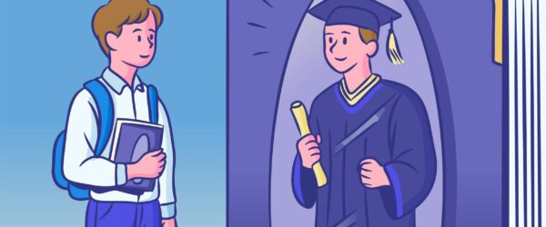 Student envisioning future graduation success.