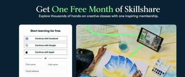Skillshare Free Trial Page