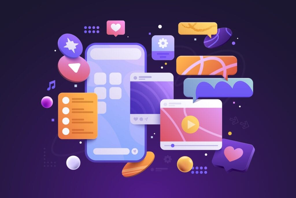 Smartphone with social media app interface