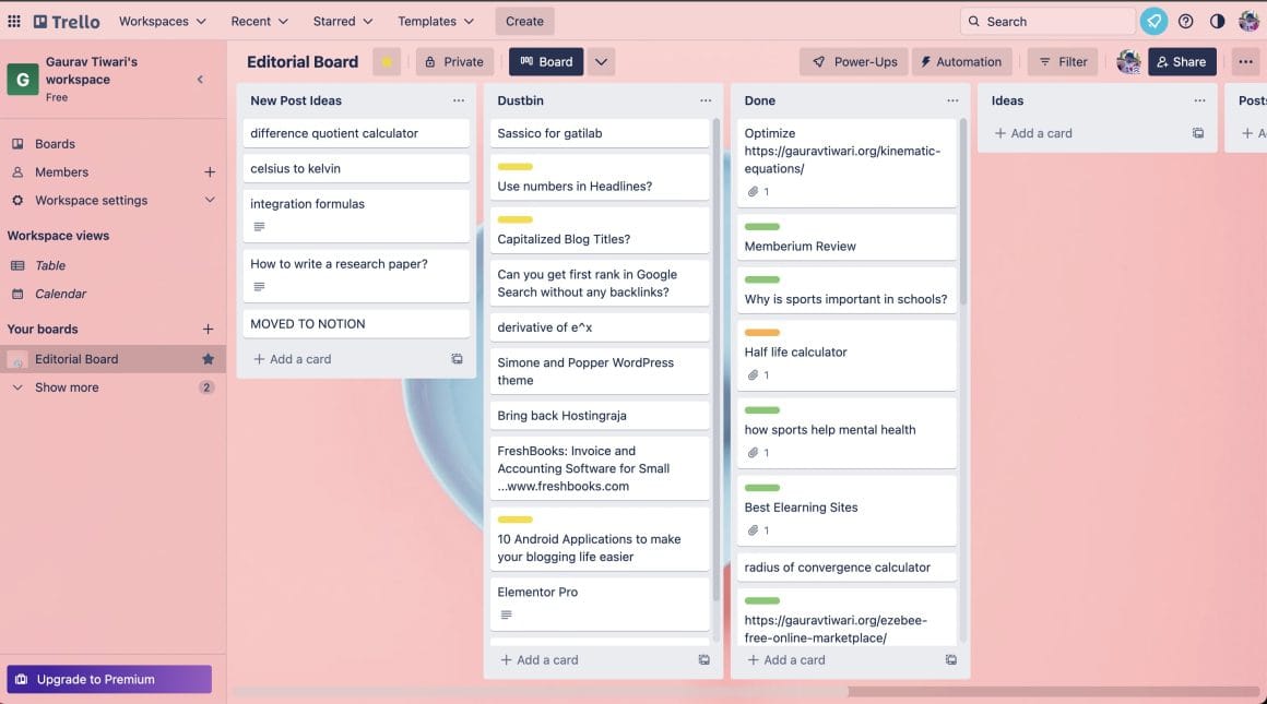 Trello Screenshot