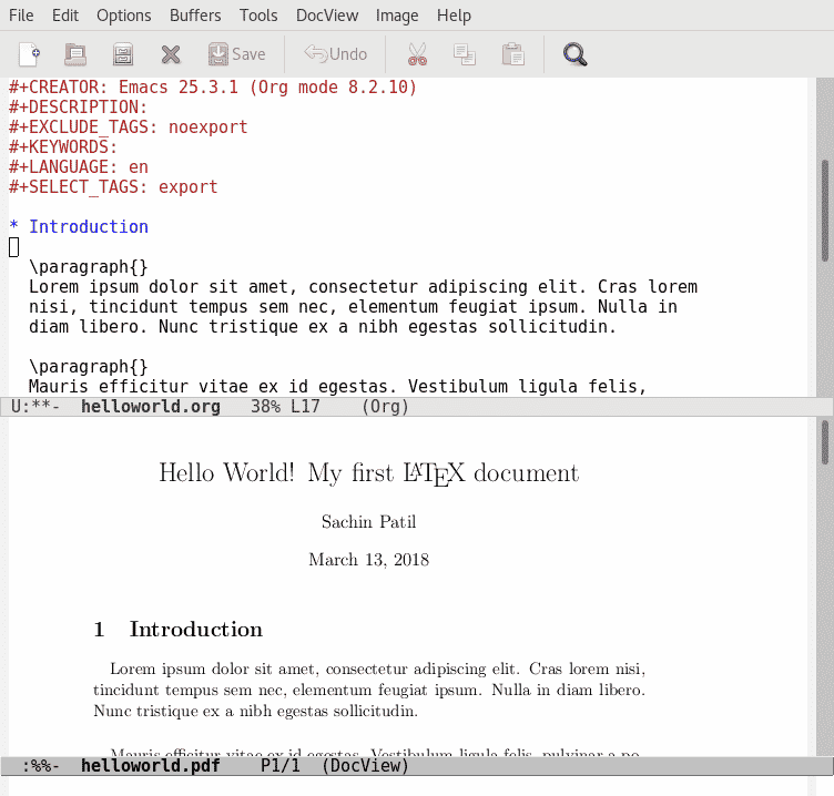 emacs latex screenshot