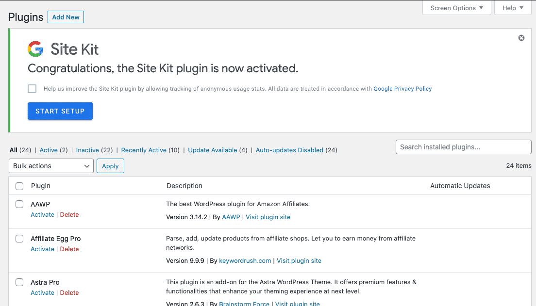 Sitekit by Google setup Start a blog