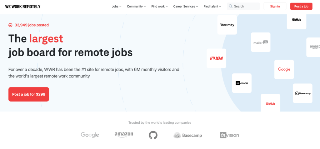 We Work Remotely Remote jobs in design programming marketing and more